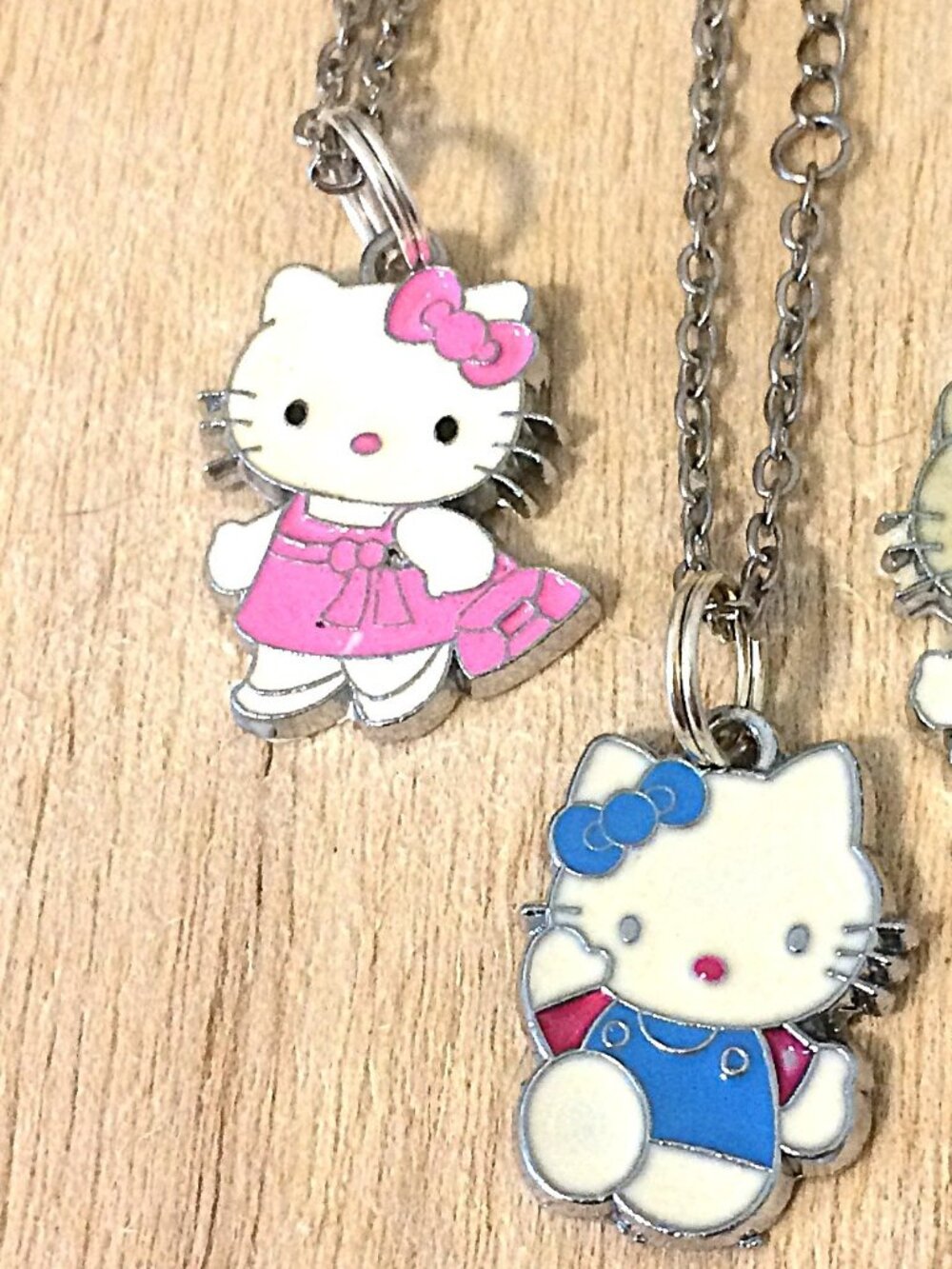2 Hello Kitty Necklaces Handmade w/ stainless chains